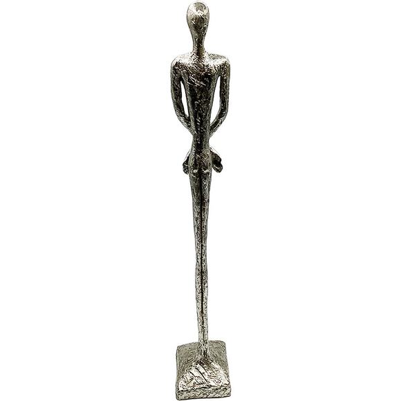 16" Silver Metal Resin Abstract Modern Male Figure/Figural Statue on Base - Picture 5 of 7